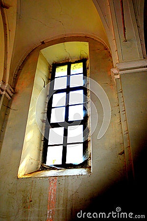 Inside the fortified medieval church in the village Vard, Wierd, Viert, Transylvania Stock Photo